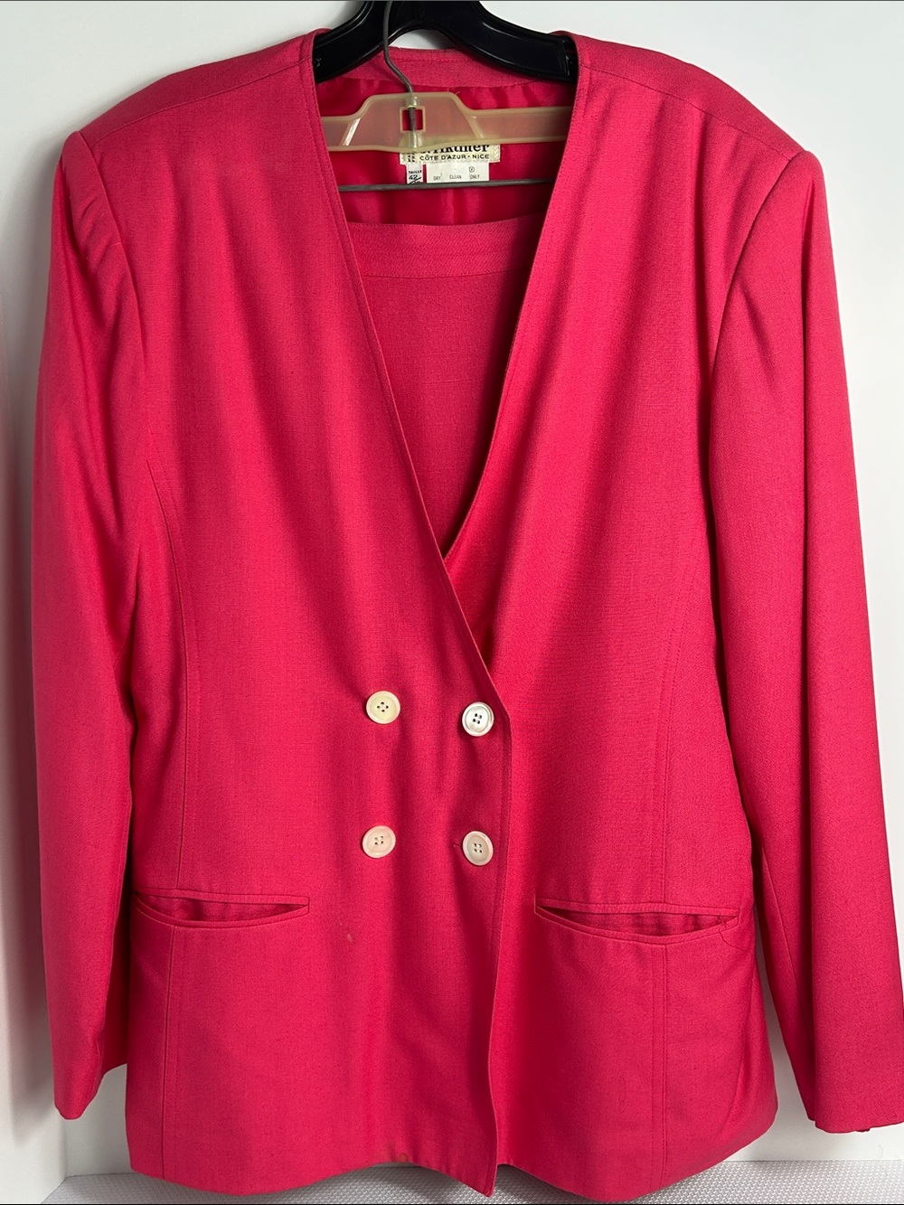 J. Tiktiner Women’s Size US 8 EU 40 Pink 2 Piece Blazer Skirt Made In France